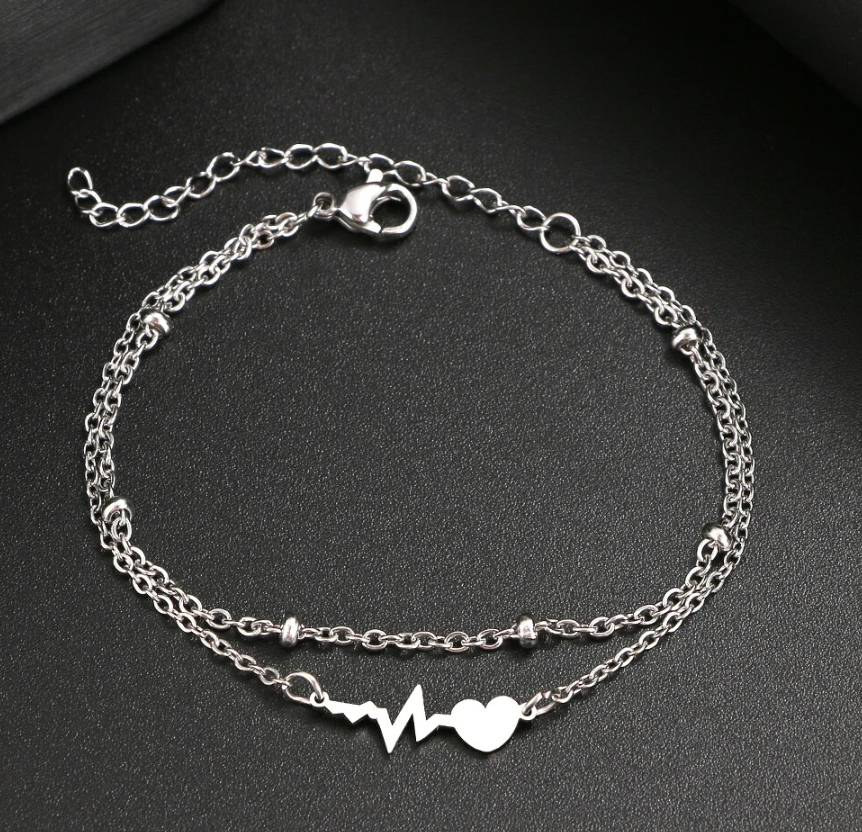 Stainless Steel Bracelets Heartbeat Lightning Classic Fashion Style Double Layer Bracelet