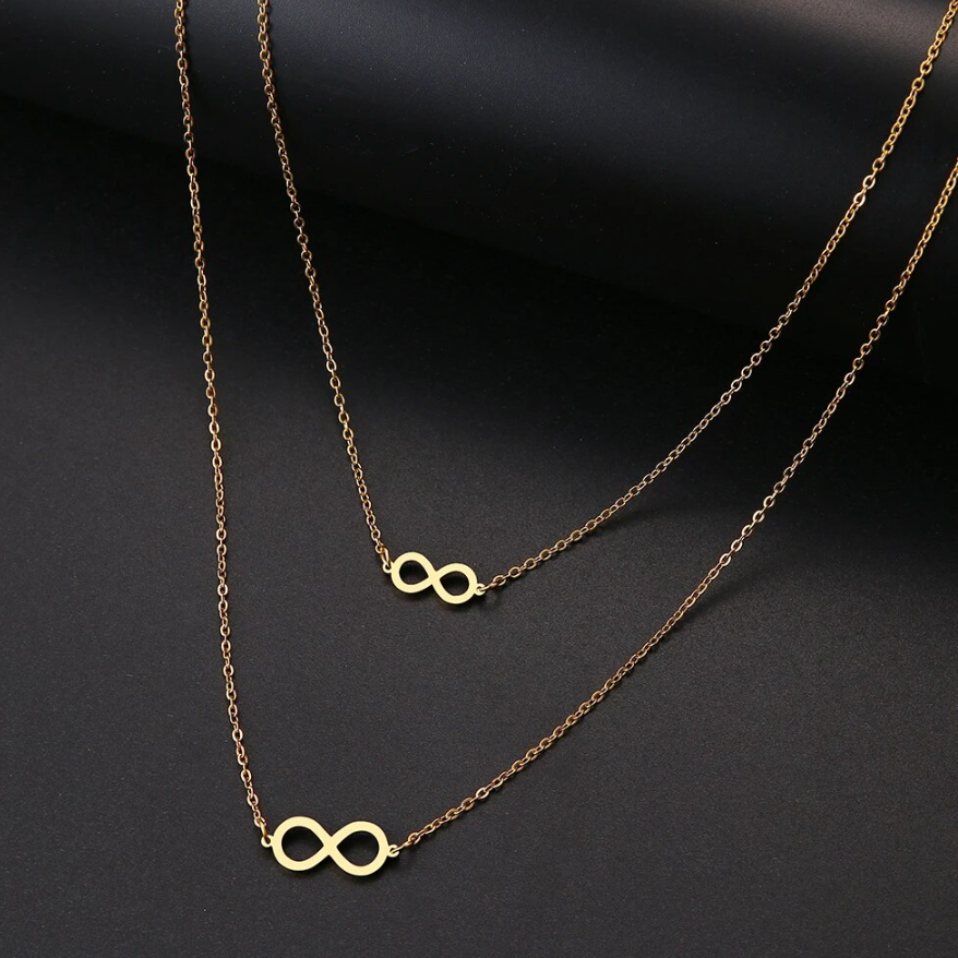 Women Double Lucky Clover Cross Necklace Stainless Steel Gold Color Jewelry Gift