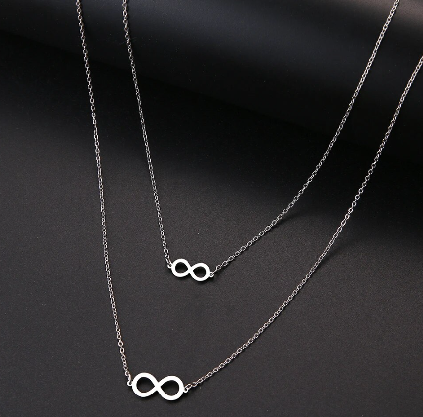 Women Double Lucky Clover Cross Necklace Stainless Steel Gold Color Jewelry Gift