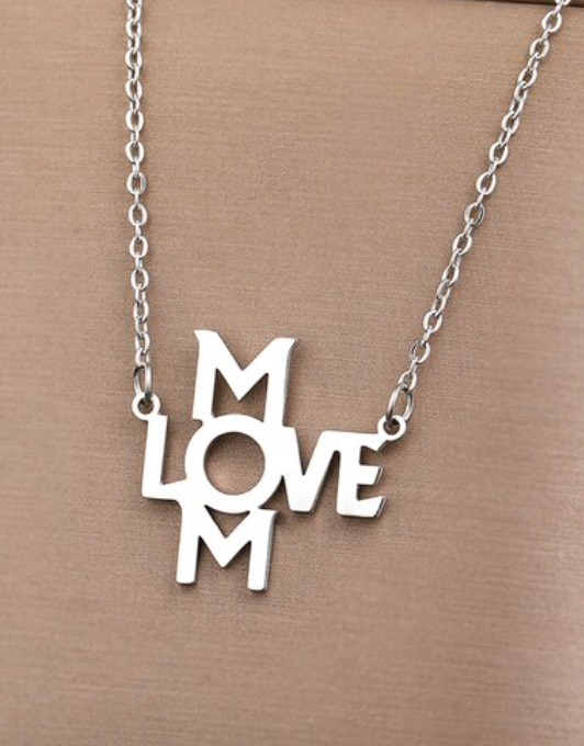 Stainless Steel Necklaces Letter Love Mom Pendant Necklace For Women Jewelry Wedding