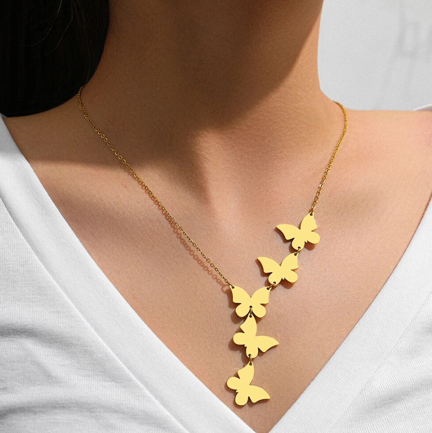 Stainless Steel Aesthetic Butterfly Pendant Necklace For Women Jewelry Wedding