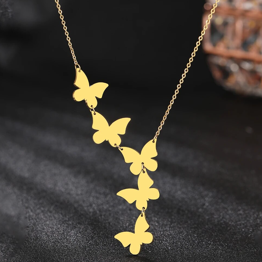 Stainless Steel Aesthetic Butterfly Pendant Necklace For Women Jewelry Wedding