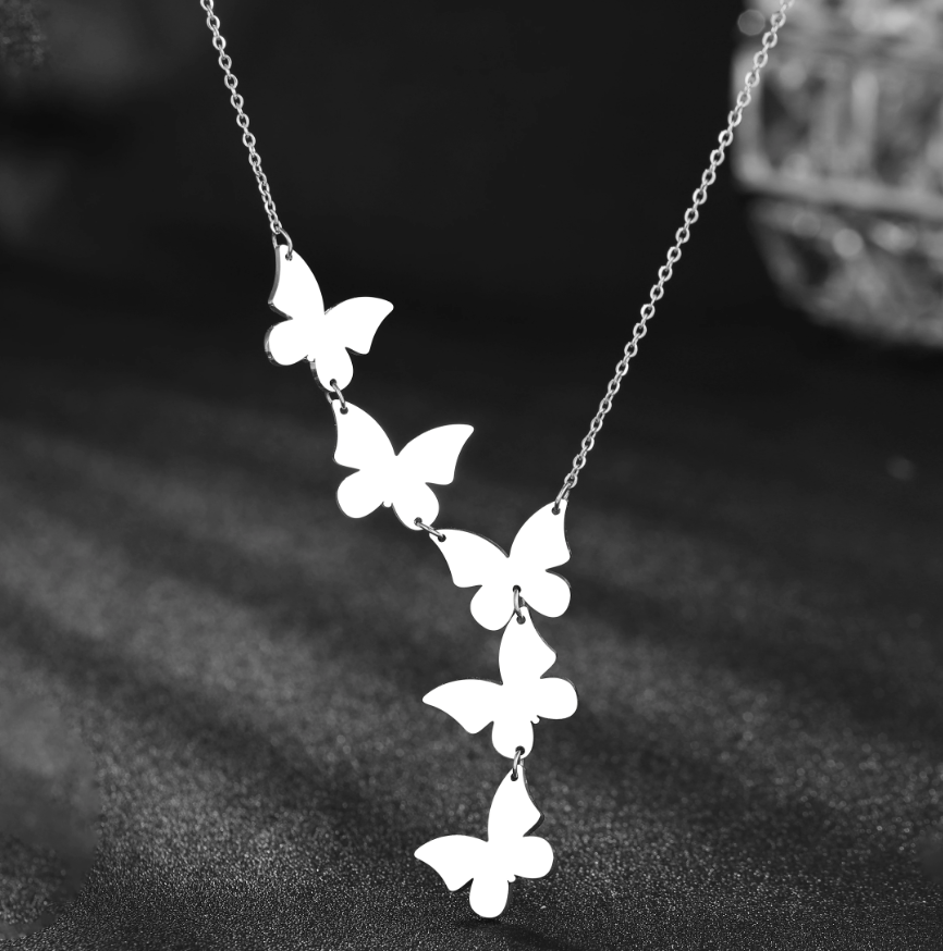 Stainless Steel Aesthetic Butterfly Pendant Necklace For Women Jewelry Wedding