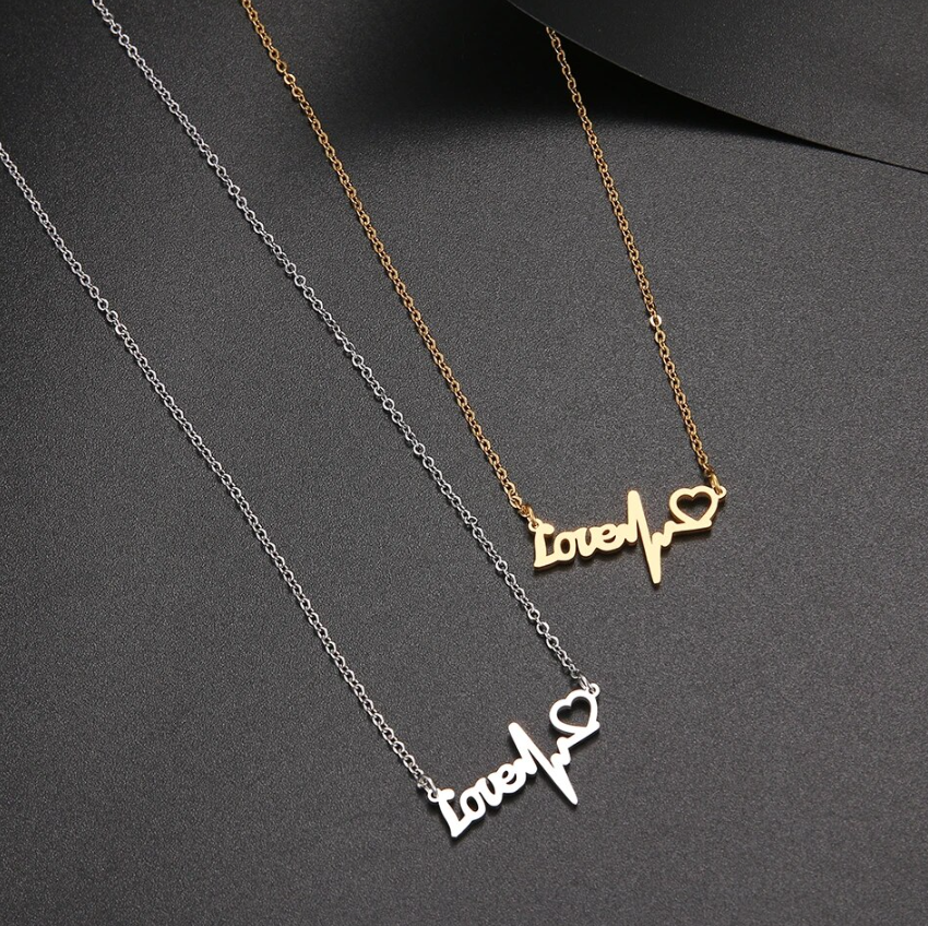 Stainless Steel Necklaces Love Heartbeat Pendant Necklace For Women Jewelry Wedding